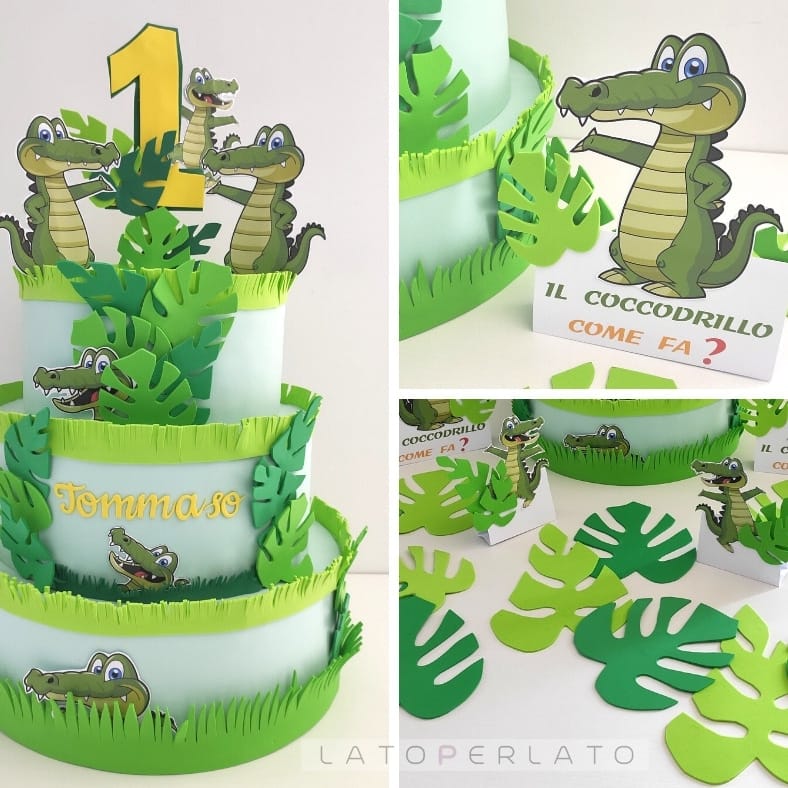 torta compleanno finta coccodrillo